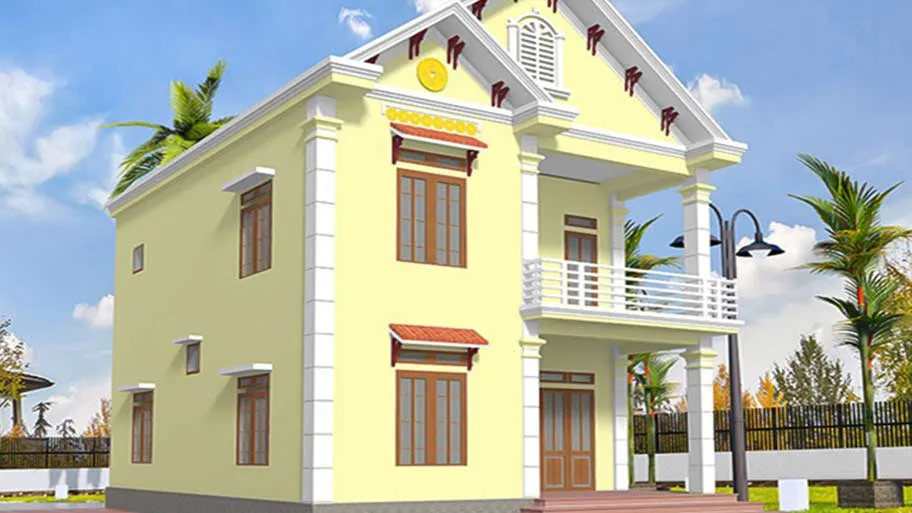 Mặt tiền nhà sơn vàng đất theo phong thủy mệnh Thổ và hướng Tây Bắc